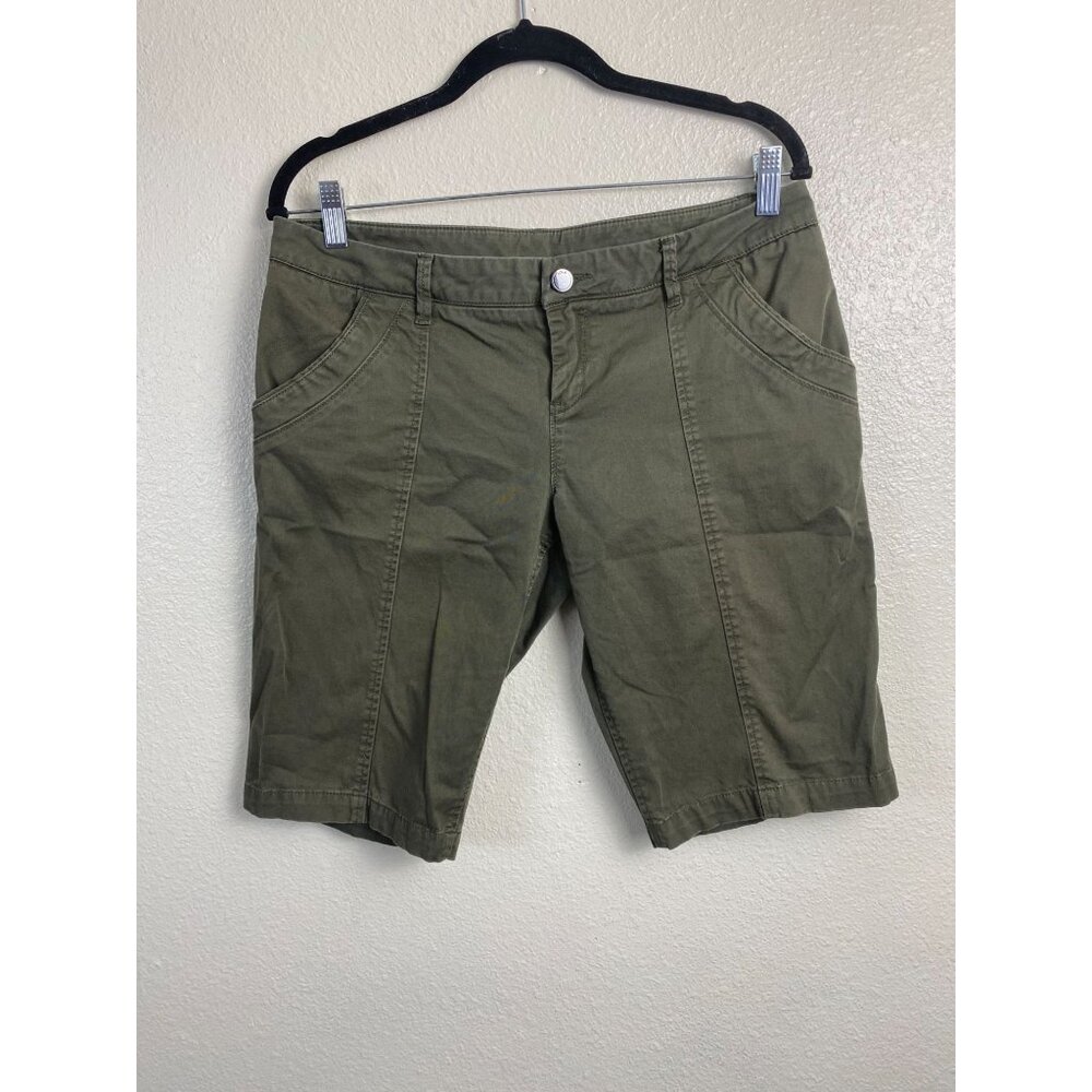 Lole Womens Olive Green Cotton Bermuda Shorts Size 8 Casual